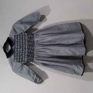 Isabel Garreton Hand Smocked Houndstooth Long Sleeve Dress Girl Sz 4 100% Cotton